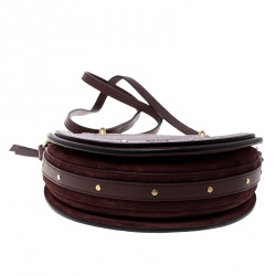 Pre Owned Chloe Burgundy Leather and Suede Small Pixie Round Top Handle Bag