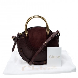Pre Owned Chloe Burgundy Leather and Suede Small Pixie Round Top Handle Bag