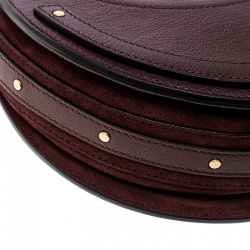 Pre Owned Chloe Burgundy Leather and Suede Small Pixie Round Top Handle Bag