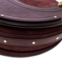 Pre Owned Chloe Burgundy Leather and Suede Small Pixie Round Top Handle Bag