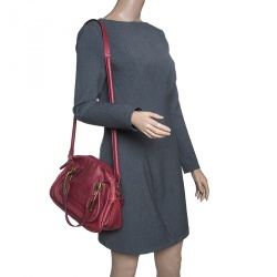 Pre Owned Chloe Burgundy Leather Small Paraty Shoulder Bag