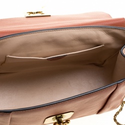 Pre Owned Chloe Copper/Red Leather and Ostrich Medium Elsie Shoulder Bag