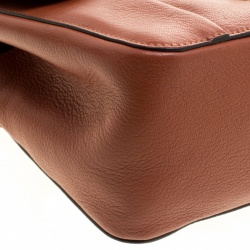 Pre Owned Chloe Copper/Red Leather and Ostrich Medium Elsie Shoulder Bag