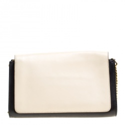 Pre Owned Chloe Black/Light Beige Leather Small Elle Clutch