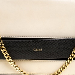 Pre Owned Chloe Black/Light Beige Leather Small Elle Clutch
