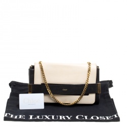 Pre Owned Chloe Black/Light Beige Leather Small Elle Clutch