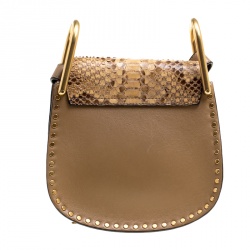 Pre Owned Chloe Brown Leather and Python Mini Hudson Shoulder Bag