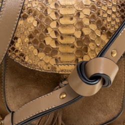 Pre Owned Chloe Brown Leather and Python Mini Hudson Shoulder Bag