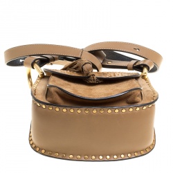 Pre Owned Chloe Brown Leather and Python Mini Hudson Shoulder Bag