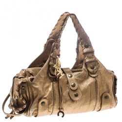 Pre Owned Chloe Metallic Bronze Leather Silverado Satchel