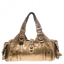 Pre Owned Chloe Metallic Bronze Leather Silverado Satchel