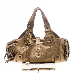 Pre Owned Chloe Metallic Bronze Leather Silverado Satchel