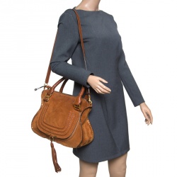 Pre Owned Chloe Brown Suede Medium Marcie Satchel