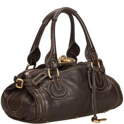 Pre Owned Chloe Dark Brown Leather Paddington Everyday Bag