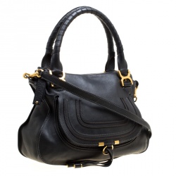 Pre Owned Chloe Black Leather Medium Marcie Top Handle Bag