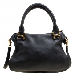 Pre Owned Chloe Black Leather Medium Marcie Top Handle Bag