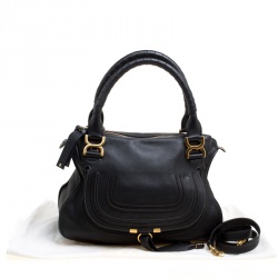 Pre Owned Chloe Black Leather Medium Marcie Top Handle Bag