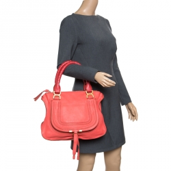 Pre Owned Chloe Neon Orange Leather Medium Marcie Satchel