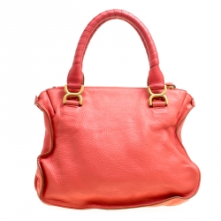Pre Owned Chloe Neon Orange Leather Medium Marcie Satchel