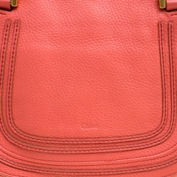 Pre Owned Chloe Neon Orange Leather Medium Marcie Satchel