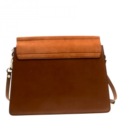 Chloe Brown/Orange Leather and Suede Faye Shoulder Bag