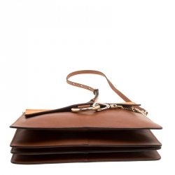 Chloe Brown/Orange Leather and Suede Faye Shoulder Bag