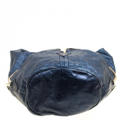 Pre Owned Chloe Metallic Blue Leather Milton Triple Chain Hobo