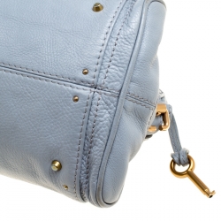 Pre Owned Chloe Pale Blue Leather Medium Paddington Satchel