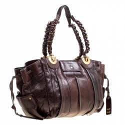Pre Owned Chloe Brown Leather Heloise Drawstring Hobo