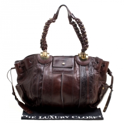 Pre Owned Chloe Brown Leather Heloise Drawstring Hobo
