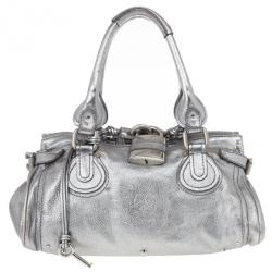 Pre Owned Chloe Silver Leather Paddington Satchel