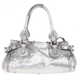 Pre Owned Chloe Silver Leather Paddington Satchel