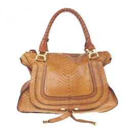 Pre Owned Chloe Camel Large Marcie Python Bag
