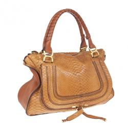 Pre Owned Chloe Camel Large Marcie Python Bag