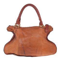 Pre Owned Chloe Camel Large Marcie Python Bag