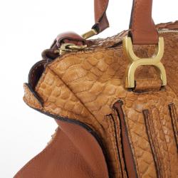 Pre Owned Chloe Camel Large Marcie Python Bag