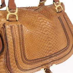 Pre Owned Chloe Camel Large Marcie Python Bag