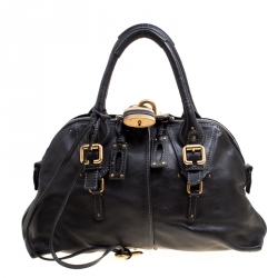 Pre Owned Chloe Black Leather Paddington Dome Satchel