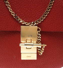 Pre Owned Chloe Red Leather Small Drew Shoulder Bag