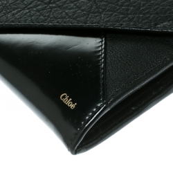 Chloe Black Leather and Patent Leather Envelope Wallet