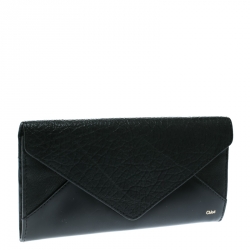 Chloe Black Leather and Patent Leather Envelope Wallet