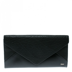 Chloe Black Leather and Patent Leather Envelope Wallet