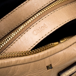 Pre Owned Chloe Beige Perforated Leather Ethel Hobo