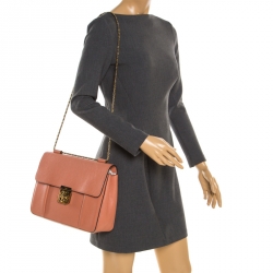 مملوكة مسبقًا Chloe Peach Leather Large Elsie Shoulder Bag
