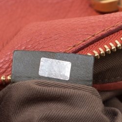 Pre Owned Chloe Pastel Red Leather Medium Marcie Satchel