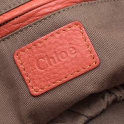 Pre Owned Chloe Pastel Red Leather Medium Marcie Satchel