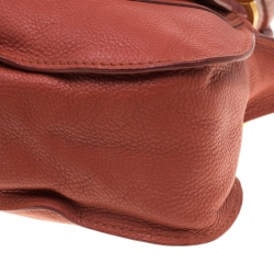 Pre Owned Chloe Pastel Red Leather Medium Marcie Satchel