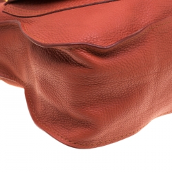 Pre Owned Chloe Pastel Red Leather Medium Marcie Satchel