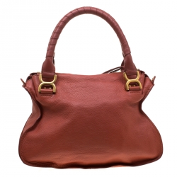 Pre Owned Chloe Pastel Red Leather Medium Marcie Satchel