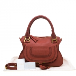 Pre Owned Chloe Pastel Red Leather Medium Marcie Satchel